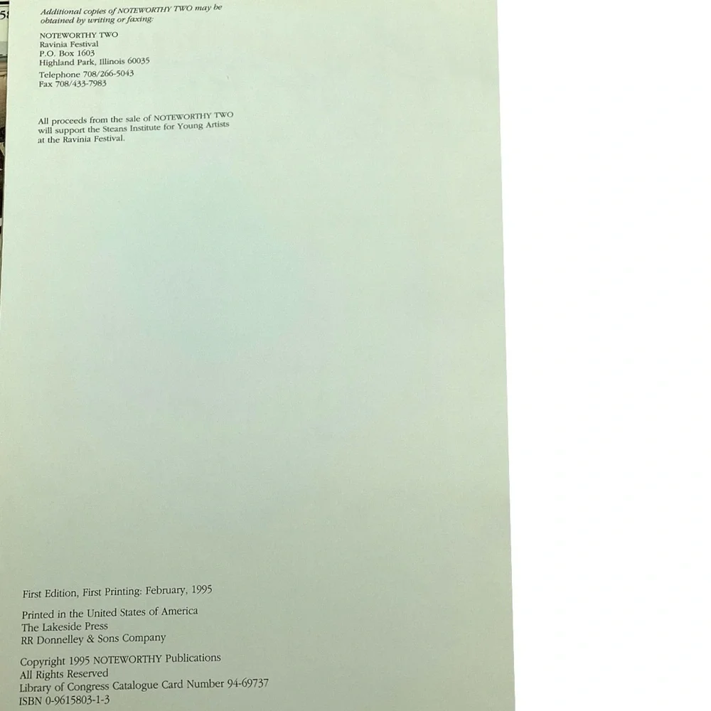 Noteworthy Two: A New Recipe Collection from the Ravinia Festival (1995)